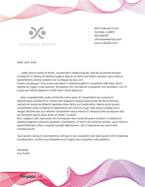 company letterhead sample